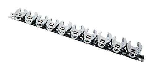 SUNEX TOOLS 9710M 3/8-Inch Drive Metric Crowfoot Flare Nut Wrench Set, Size-10 - Size 19, 10-Piece