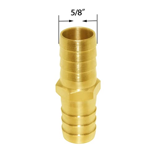 Joywayus 5/8" ID Hose Barb Hex Union Brass Fitting Water/Fuel/Air with 10 Stainless Steel Clamps (Pack of 5) - size: 5/8", style: 5PCS