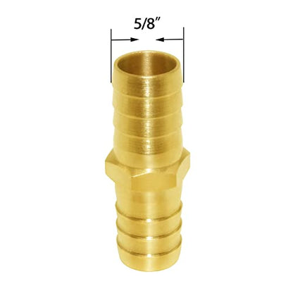 Joywayus 5/8" ID Hose Barb Hex Union Brass Fitting Water/Fuel/Air with 10 Stainless Steel Clamps (Pack of 5) - size: 5/8", style: 5PCS