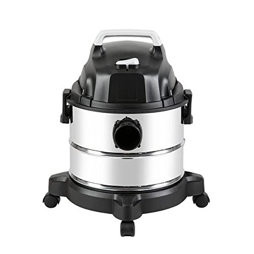 Amazon Basics Wet Dry Shop Vacuum Cleaner, 4 Gallon, 3 HP Stainless Steel, Grey/Black - size: 4 gallon Shop, 3 HP