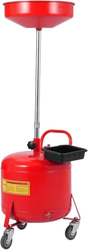 Garvee 8 Gallon Waste Oil Drain Tank, Portable Oil Drain Container, Air Operated Drainer, Fluid Fuel Transfer Drainage, Adjustable Funnel Height with Wheel &15'' Premium Bowl and a Toolbox - size: 8 Gallon-Red