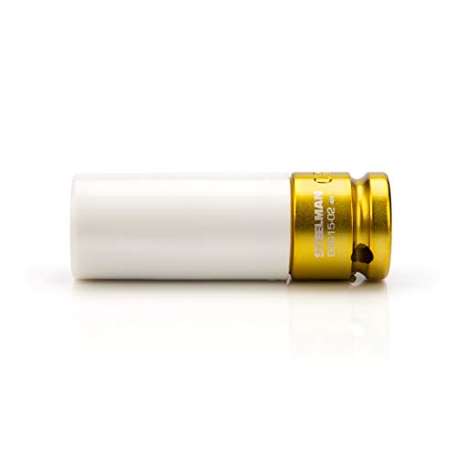 Steelman 19mm Sleeved Socket, Wheel and Lug Nut Protector Polyethylene Sleeve and Insert, Non-Marring, Long, 6-Point, 1/2-inch Drive - size: 19mm Gold