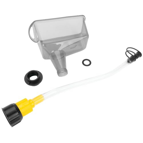 Performance Tool W4090 1 Qt. Flexible Spout Funnel w/On/Off Valve - Transparent Polypropylene, Fits Quart Bottles, Oil, Coolant, Transmission Fluid, Automotive Funnel, Gray