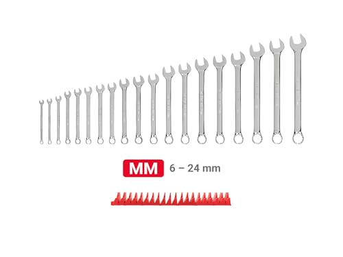 TEKTON Combination Wrench Set, 19-Piece | WCB95202 - size: 19-Piece (6-24 mm), style: Modular Wrench Organizer