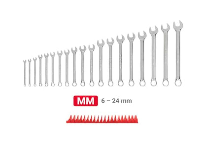 TEKTON Combination Wrench Set, 19-Piece | WCB95202 - size: 19-Piece (6-24 mm), style: Modular Wrench Organizer