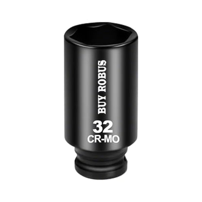 32mm Socket 1/2 Drive Deep Impact SAE Socket, 6 Point CR-MO for Easy Removal of Axle Nut - size: 32mm socket
