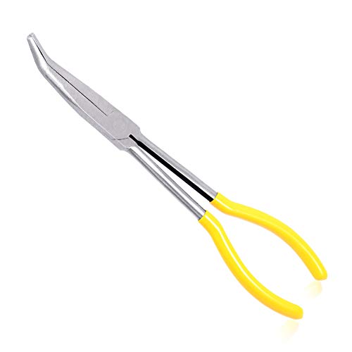 SPEEDWOX Long Reach 45 Degree Needle Nose Pliers 11 Inches Bent Long Nose Pliers Serrated Jaws - style: 45°