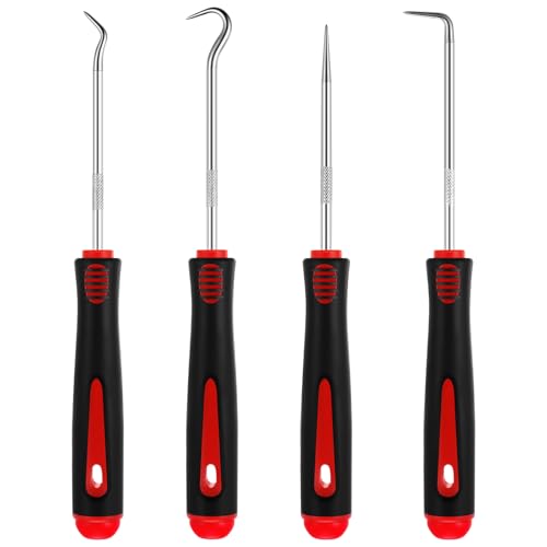 WILLBOND 4 Pcs Pick and Hook Set Precision Automotive Mechanic Picks Tools Set for Car Oil Seal Hooks Puller Remover Tools(6.5 Inches,Red) - color: Red, size: 6.5 Inches