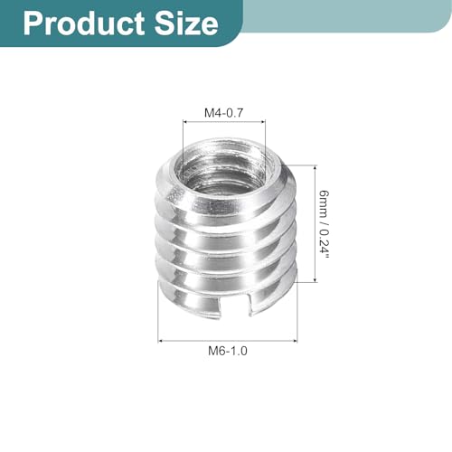 uxcell 10Pcs Threaded Inserts, M4-0.7x6 & M6-1x6 Stainless Steel 303 Screw Thread Sleeves Thread Repair Insert for Mechanical Equipment - size: M4-0.7x6 & M6-1x6mm