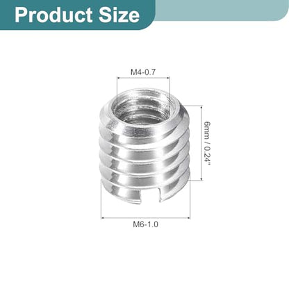 uxcell 10Pcs Threaded Inserts, M4-0.7x6 & M6-1x6 Stainless Steel 303 Screw Thread Sleeves Thread Repair Insert for Mechanical Equipment - size: M4-0.7x6 & M6-1x6mm
