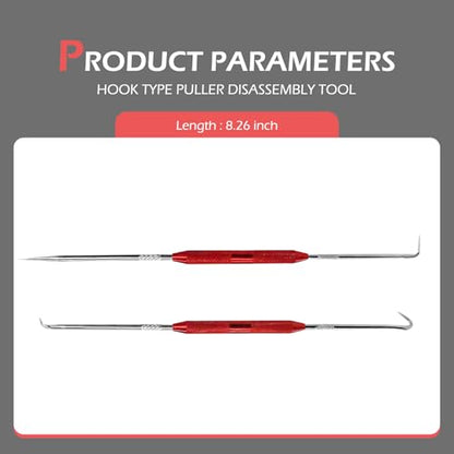2 PCS Hook and Pick Set, Oil Seal O-ring Puller Scriber, Double-headed Multi-functional Non-slip Removal Tool, for Most Cars Portable Anti-rust Repair Accessories (Red)