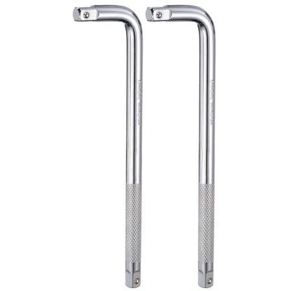 HARFINGTON 2 Pcs Socket Breaker Bar 1/2" Drive 14" Long 40CR Alloy Steel L-Shape Extension Bar Axle Nut Socket Wrench for Car Mechanical Equipment Repair, Silver - size: 1/2"x14"