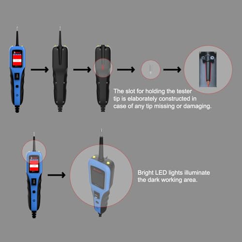 Automotive Power Circuit Probe Tester 12-24V Trailer Light Tester 40FT Cord Resistance&Duty Cycle Digital Multimeter Short&Open Finder Reverse Protection Auto Diode Electrical Diagnostic Kit - size: 12V-24V