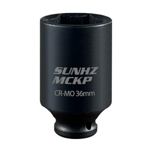 SUNHZMCKP 36mm Socket | 1/2” Drive Deep Impact Socket | 6 Point |CR-MO | Spindle & Axle Nut Impact Grade Socket for Easy Removal (METRIC 36 mm) - color: Metric, size: 36 mm