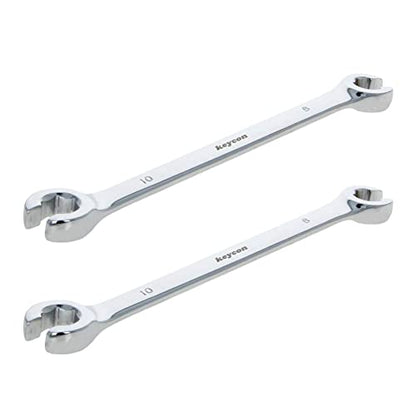 Auniwaig 2-Piece Flare Nut Wrench 8mm x 10mm, Metric, Polished Chrome Plated for Removing or Replacing Nuts on Fuel, Brake or Air Conditioning Lines - size: 8x10mm