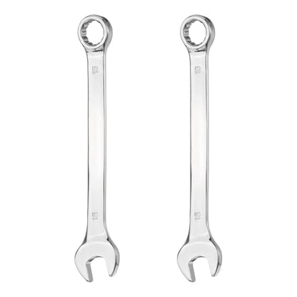 HARFINGTON 2Pcs Combination Wrench 15mm Metric 12-Point Box and Open End 45# Carbon Steel Double Ended Spanner Tool for Automotive Pipe Furniture Machinery DIY Repair, Silver White - size: 15mm