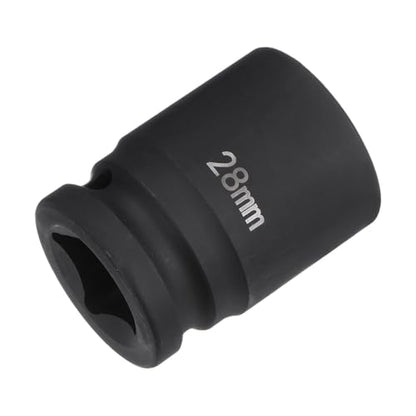 HARFINGTON 6-Point Impact Socket 3/4" Drive 28mm Metric 40Cr Alloy Steel Spindle Axle Nut Impact Socket - size: 28mm