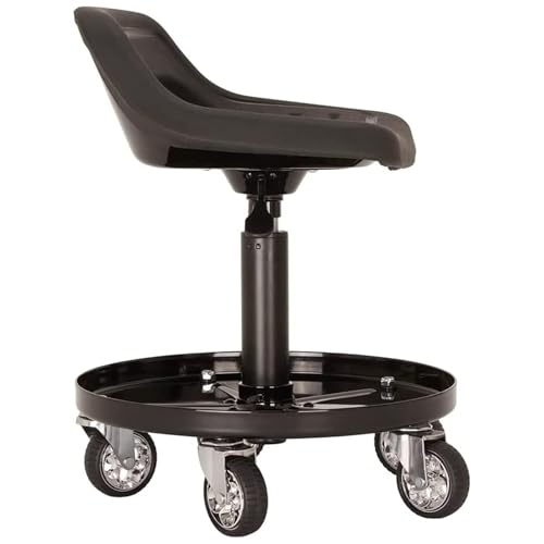 AFF Viking Rolling Shop Stool - Garage Stool on Wheels for Mechanics - Ergonomic Padded Seat - Tool Organizer Tray - 300 lbs Capacity (Multiple Styles) - style: Tractor Style Roller Seat