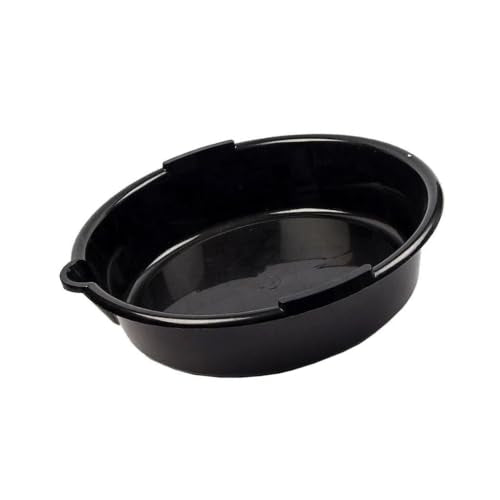 Oil Drain Pan with Spout Guide Lip, 6.9 Qt (6.5L) HDPE Motor Oil Drain Pan, 37cm Diameter Round Waste Fluid Collection Basin with Reinforced Base for Home Garage DIY Car Motorbike Service