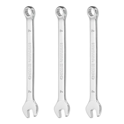 HARFINGTON 3Pcs Combination Wrench 7mm Metric 12-Point Box and Open End CR-V Steel Double Ended Spanner Tool for Automotive Pipe Furniture Machinery DIY Repair, Silver White - size: 7mm