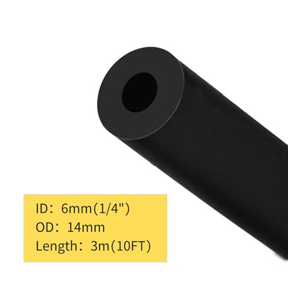 Unicaravan Silicone Vacuum Hose 10FT ID 1/4" (6mm), Wall Thickness 4mm,Matte Black Tubing, With 10PCS Clamps, Tube Cutter, screwdriver,Automotive Marine & Industrial Use - size: 1/4" (6mm) - 10FT + 10PCS Clamps + tube cutter