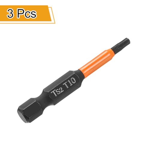 HARFINGTON 3pcs T10 Torx Head Screwdriver Bit 2" (50mm) Long 1/4" Hex Shank Magnetic No Hole Tamper Proof 6 Point Star Screw Driver Drill Bits Phosphate S2 Steel Industrial Power Tools - size: T10 x 50mm
