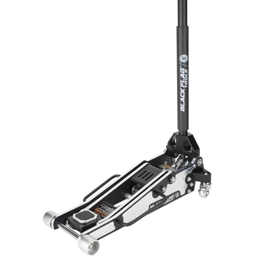 Black Flag™ Eliminator 1.5-Ton Low Profile Aluminum Floor Jack, 3,000 lb | 16.1 Inch Max Lift Height, 2.38 Inch Low Entry Clearance, Dual Piston Pump for Fast Lifting, Lightweight Design