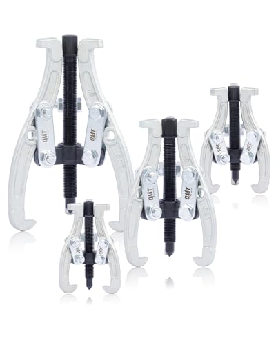 OMT 3" 4" 6" 8" Gear Puller Set, 3 Jaw Puller with Reversible Jaws | 4pc Bearing Puller Pulley Puller Tool Kit for Pulley Gear Bearing Flywheel Removal, Silver - color: silver, size: 3" 4" 6" 8"