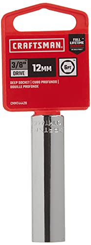 CRAFTSMAN Deep Socket, Metric, 3/8-Inch Drive, 12mm, 6-Point (CMMT44428) - size: 12 MM