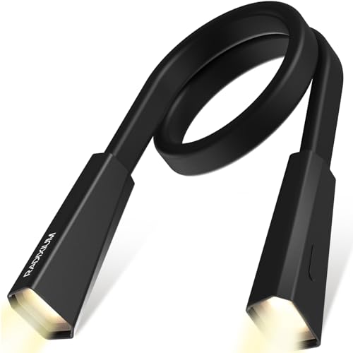 LED Neck Reading Light, Book Light for Reading in Bed, 2 Colors, 4 Brightness Levels, Bendable Arms, Rechargeable, Long Lasting,Comfortable & Lightweight for Reading,Crafting (Black-typec)
