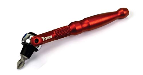 Titan Tools 11321 1/4-Inch Drive x 4-Inch 90-Tooth Swivel Head Micro Ratcheting Bit Driver - Red - style: Swivel Head - Red