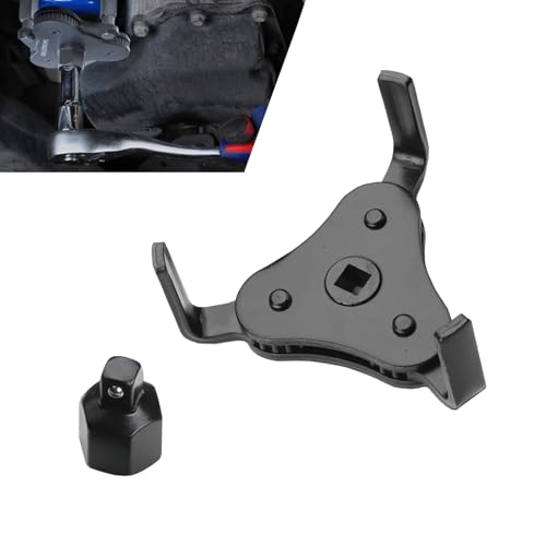 leechio Three-jawed Oil Filter Wrench, Adjustable Filter Cartridge Repair Wrench, Steel Oil System Removal Tool Replacement, Suitable for Most Cars, Trucks, SUVs (Black)