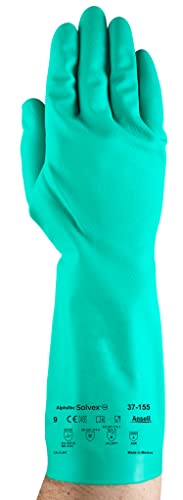 Ansell Alphatec Solvex 37-155 Nitrile Industrial Unflocked Chemical-Resistant Gloves for Food, Mechanics, Utilities - XXL, Green (144 Pairs) - size: XX-Large, style: 144 Pairs