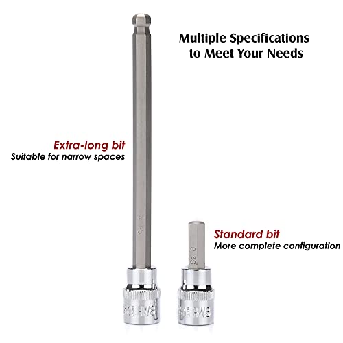 MIXPOWER 107 Piece 1/4 Inch, 3/8 Inch & 1/2 Inch Drive Bit Socket Set, Torx/Extra Long Torx/Tamper Proof/Hex/Ball End Hex, SAE & Metric Bit Set,S2 Steel Bits