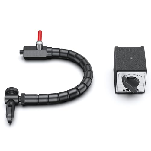 HDLNKAK Dial Indicator 0-10 mm with Magnetic Base - Precision Machinist's Tool Set for Alignment, Includes Flexible Arm Base & 0.01MM Accuracy Measuring Instrument. - color: pearl