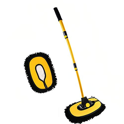 MVEQRRN 15°Curved Chenille Car Wash Brush Mop with Long Handle(Yellow) | o Scratch Car Wash Brush, Car Cleaning Brush with Extension Pole,Microfiber car wash mop,Car Wash for cars, trucks,home - color: Yellow-001