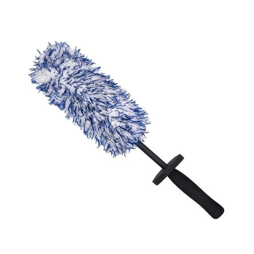 Car Cleaning Rim Cleaner Wheel Cleaning Brush, Metal Free Soft Synthetic Wool Car Brush, Highly Water Absorption Wheel Wash Brushes (Rim Brush) - color: Blue White