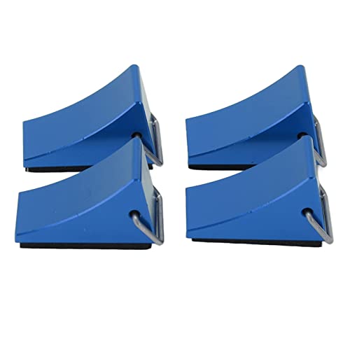 4PCS RC Model Car Wheel Chock, Aluminum Alloy RC Wheel Chock with Anti - Slip Bottom, Durable Tire Stopper for Gen8 Axial SCX10 and Universal RC Cars (Blue) - color: Blue