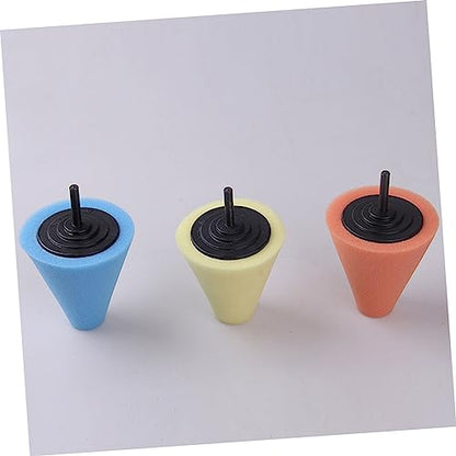 Happyyami Automotive Car Burnishing Sponge Polishing Pad Cone Shaped Buffing Tool for Wheel Hub Cleaning Light Blue Durable Reusable Buffing Pads for Power Drill Use