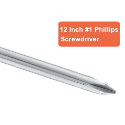 Piutouyar 12 Inch Phillips Screwdriver, #1 Magnetic Tip Screwdrivers | Extra Long Chrome-vanadium Steel Shaft , Cross Head Screwdriver, Long Screwdriver for Repair Home Improvement - size: 12 Inch #1