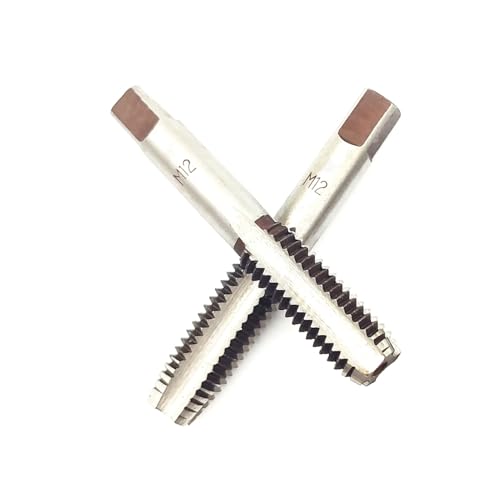 AtticZone M12 x 1.75 Metric Hand Thread Tap, Right Hand, Alloy Tool Steel, 1 Taper Tap, 1 Plug Tap for Metal Working DIY Industrial - size: M12x1.75