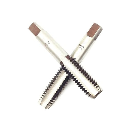 AtticZone M12 x 1.75 Metric Hand Thread Tap, Right Hand, Alloy Tool Steel, 1 Taper Tap, 1 Plug Tap for Metal Working DIY Industrial - size: M12x1.75