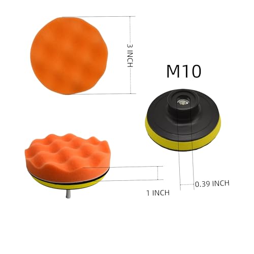 12Pcs 3inch Foam Buffing Polishing Pads Kit, with Coral Fleece Pad, Backing Plate, M10 Drill Adapter, Car Buffing Kit for Car Polishing, Waxing, Sealing Glaze (12Pcs-3inch) - size: 12Pcs-3inch