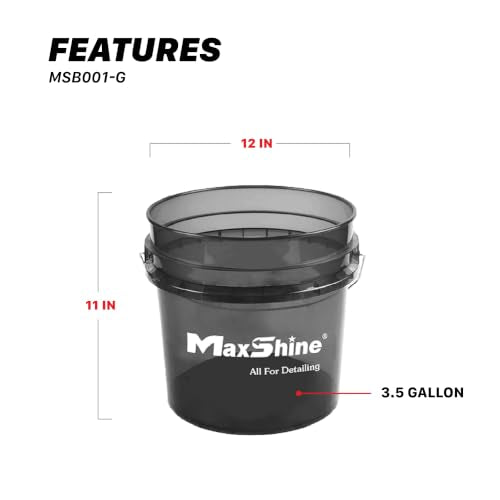 Maxshine 3.5 Gallon Universal Detailing Bucket – Car Wash Bucket for Scratch-Free Washing – Garage Storage & Auto Detailing Tool Holder – Holds Soap, Foam Cannon, Brushes, & More (3-Pack, Black) - color: 3.5g Bucket (3-pack, Black)
