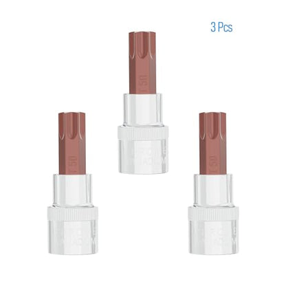 3PCS 3/8" Drive T50 Torx Bit Socket, S2 Steel Bits, Heat Treated CR-V Steel Star Sockets 1.9" Length - size: T50