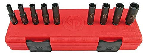 Chicago Pneumatic SS209DG - 1/4 Inch Square Drive, SAE, Deep, Magnetic, 6 Point, Impact Socket Set (9 PCS) - size: 1/4", style: SAE/Dee P (9 PCS)