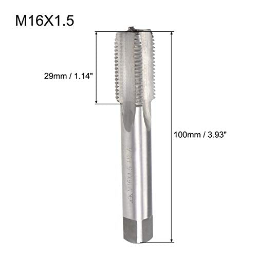 uxcell Metric Machine Tap Left Hand M16 Thread 1.5 Pitch H2 4 Flutes High Speed Steel Screw Thread Taps Tapping Tool - size: M16x1.5