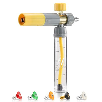 M MINGLE Mini Foam Cannon, Pressure Washer Foam Cannon with 5 Nozzle Tips | Undiluted Thick Adjustable Foam, 1/4" Quick Connect, Ideal for Car Wash, Patio & Deck Cleaning - size: 100 ML