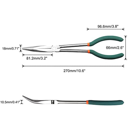 SPEEDWOX Long Reach Bent Nose Pliers 11 Inches 30 Degree Intermeshed Teeth Precision Fine Pliers for Hard to Reach Narrow Spaces High Leverage Reduce Efforts Non-slip Handle - style: 30°Bent Nose Pliers