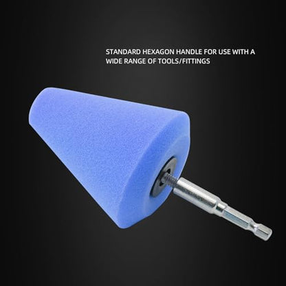 SPTA Polishing Cone, Car Wheel Hub Drill Buffing Sponge Pads Kit, Polishing Ball (Blue T80 Medium Cut Polishing Cone) - color: Blue T80 Medium Cut Polishing Cone